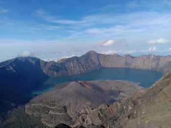 Panoramic view of landscape and mountains against sky