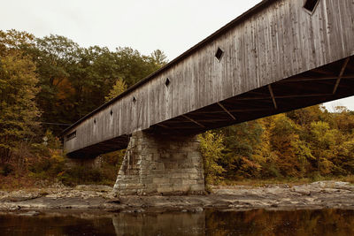 Low angle view of bridge over river in forest