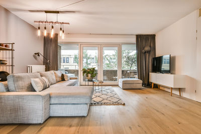 Sunlight falling on hardwood floor at home