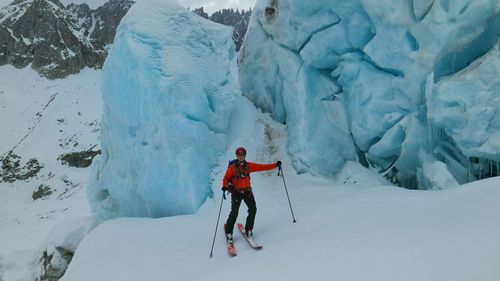 People skiing in snow