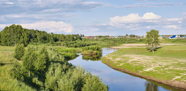 Scenic view of lake against sky