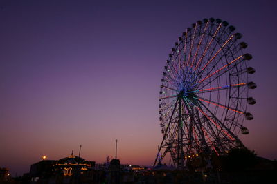 Low angle view of big wheel against clear sky