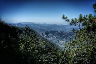 Scenic view of mountains against clear sky