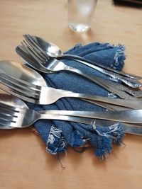 High angle view of food on table
