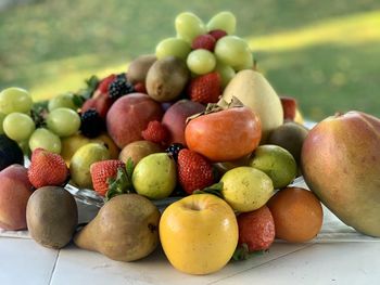 High angle view of apples on table