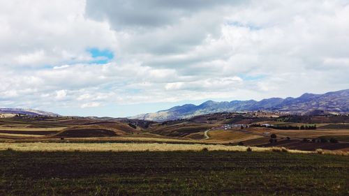 Scenic view of field against sky