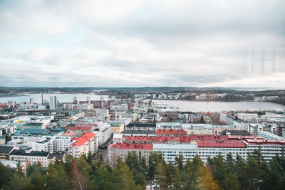 High angle view of townscape against sky