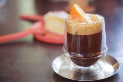 Close-up of coffee on table