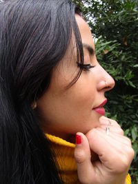 Close-up portrait of a beautiful young woman