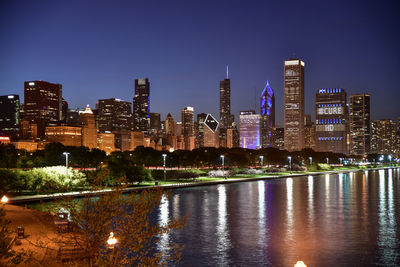 Illuminated city skyline at night