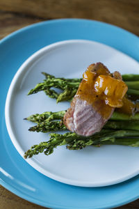 High angle view of meal served in plate