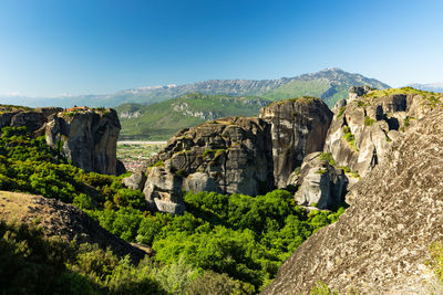 Landscapes and ancient monasteries at meteora in greece