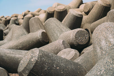 Close-up of stack of firewood