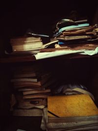 Stack of books on table