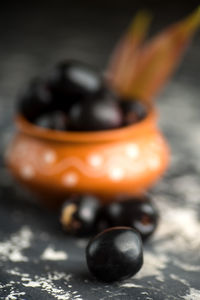 Close-up of black tea on table