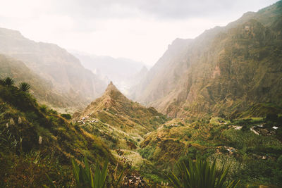 Scenic view of mountains against sky