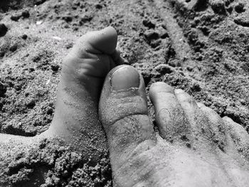 Low section of person on sand