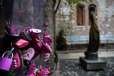 Close-up of padlocks