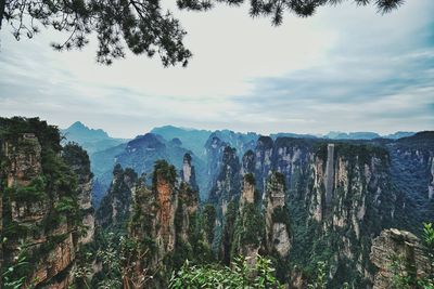 Scenic view of wulingyuan against sky