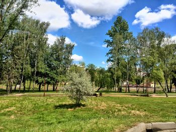 Scenic view of landscape against cloudy sky