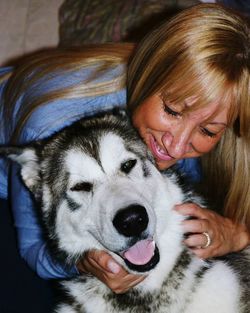 Portrait of woman with dog