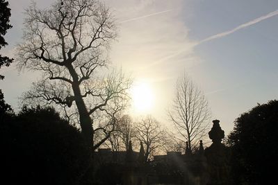 Low angle view of silhouette trees against sky during sunset