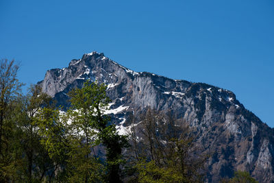 Low angle view of mountain against clear sky