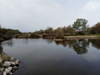Scenic view of lake against sky
