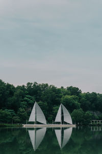 Scenic view of lake against sky