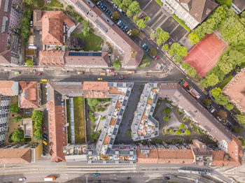 High angle view of city street