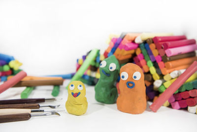 Close-up of toys on table