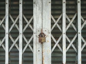 Full frame shot of closed shutter of store