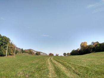 Scenic view of land against sky