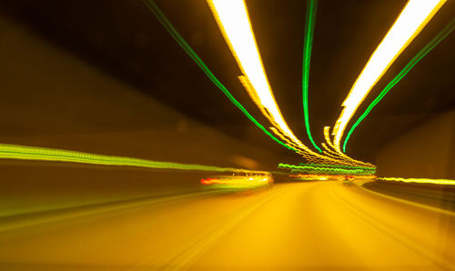 Light trails on road at night