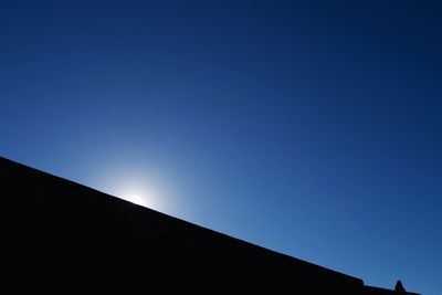 Low angle view of built structure against clear blue sky