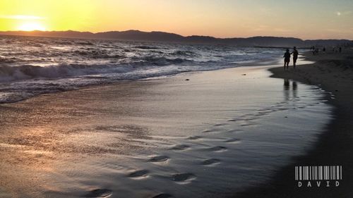 Silhouette of people on beach