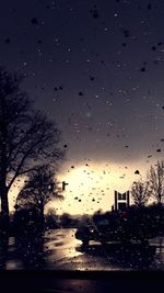 Road seen through wet window