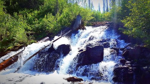 Scenic view of waterfall