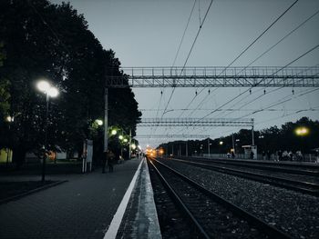 View of railroad tracks at dusk
