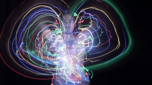 Close-up of light painting against black background