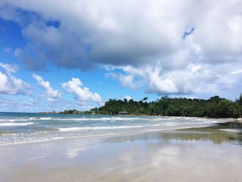 Scenic view of beach against sky