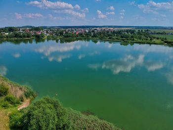 Scenic view of lake against sky