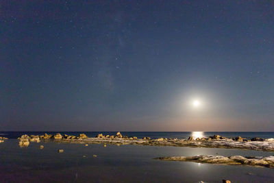 Scenic view of sea against sky at night