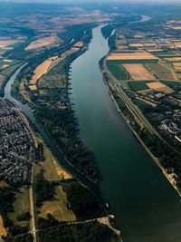 High angle view of river passing through landscape