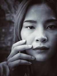 Close-up portrait of a beautiful young woman