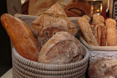 Close-up of bread in basket