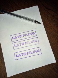 High angle view of pen on table