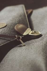 High angle view of purse on table