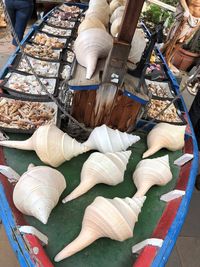 High angle view of food for sale at market stall