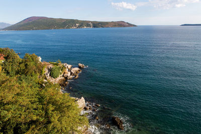 Sea view from the fortress of herceg-novi of montenegro